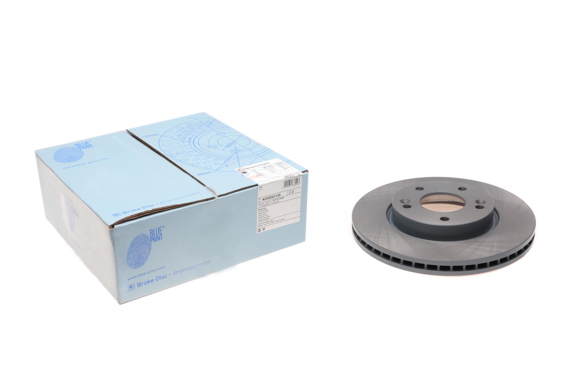 Тормозной диск передний BLUE PRINT для Hyundai ix20 10-/i30 07-12/Kia Cee'd 06-12 с покрытием вентилируемый 280x26 мм (ADG043130)