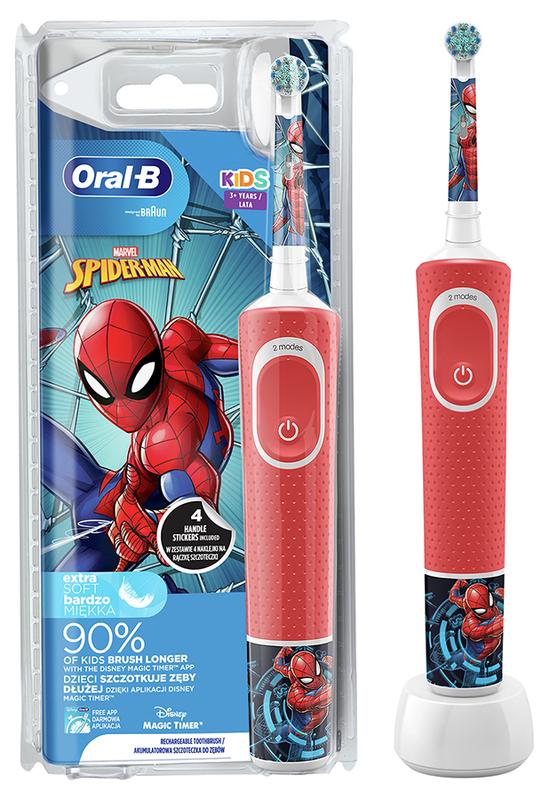 Зубная щетка электрическая ORAL-B Braun 3+ D100 Spiderman + наклейки (6776688)