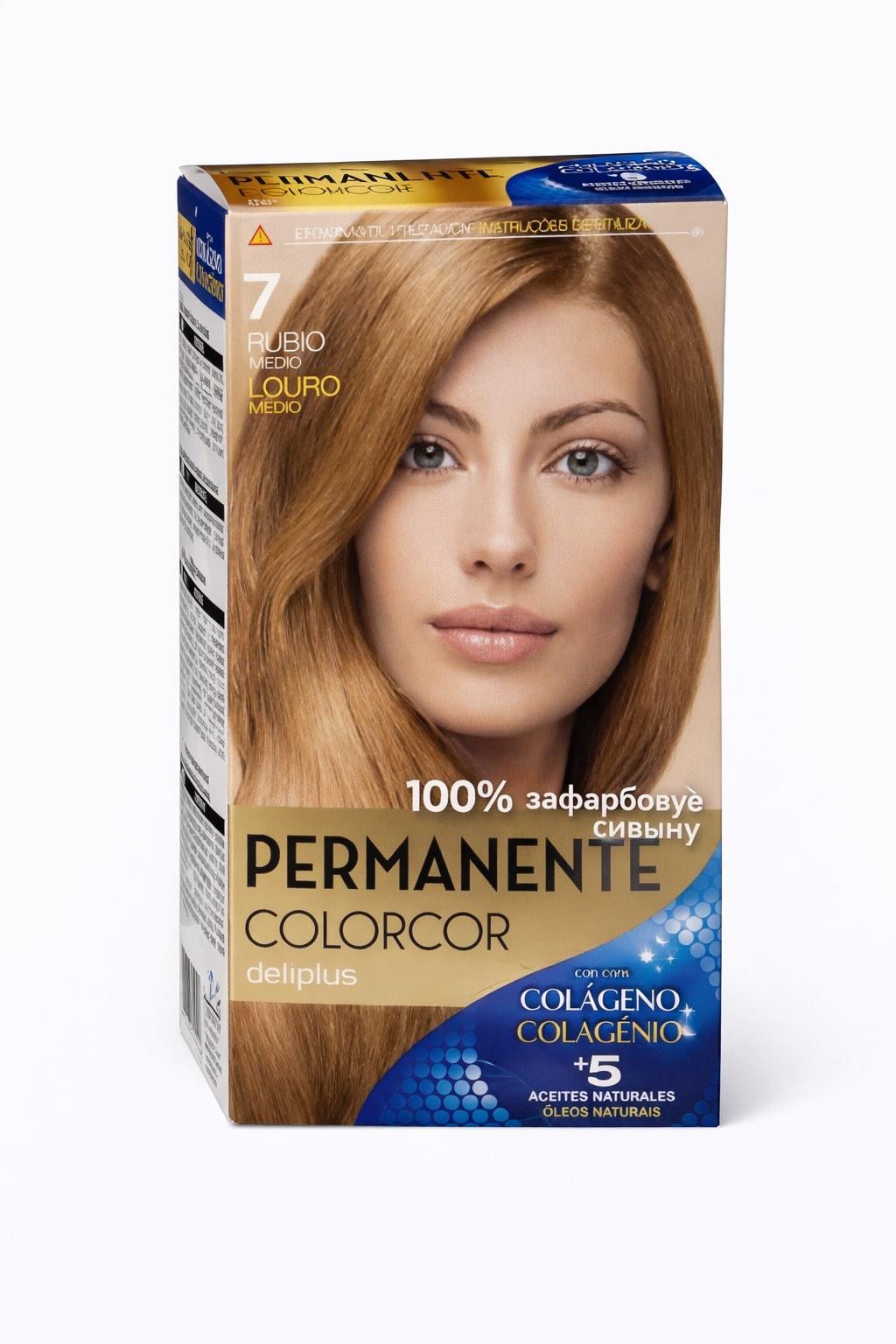 Крем-краска для волос Deliplus Permanente Colorcor 7 Rubio Medio Средний блонд