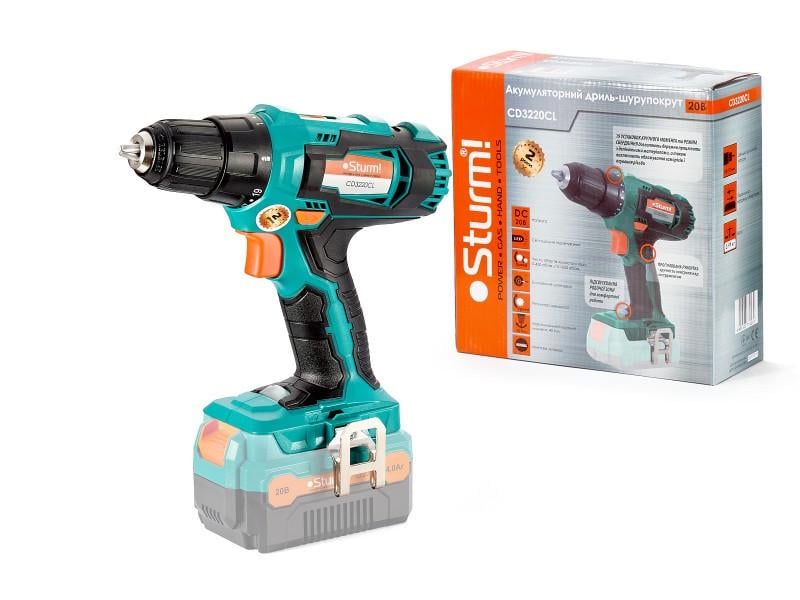 Дрель-шуруповерт аккумуляторный Sturm CD 3220 CL 20 В без батареи и зарядного устройства (39984238)