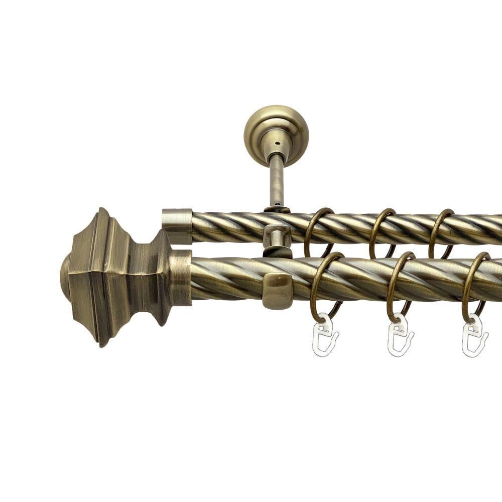 Карниз для штор Orvit Борджеза витая/крученая двухрядный 25/19 мм 300 см Антик (000-7911)