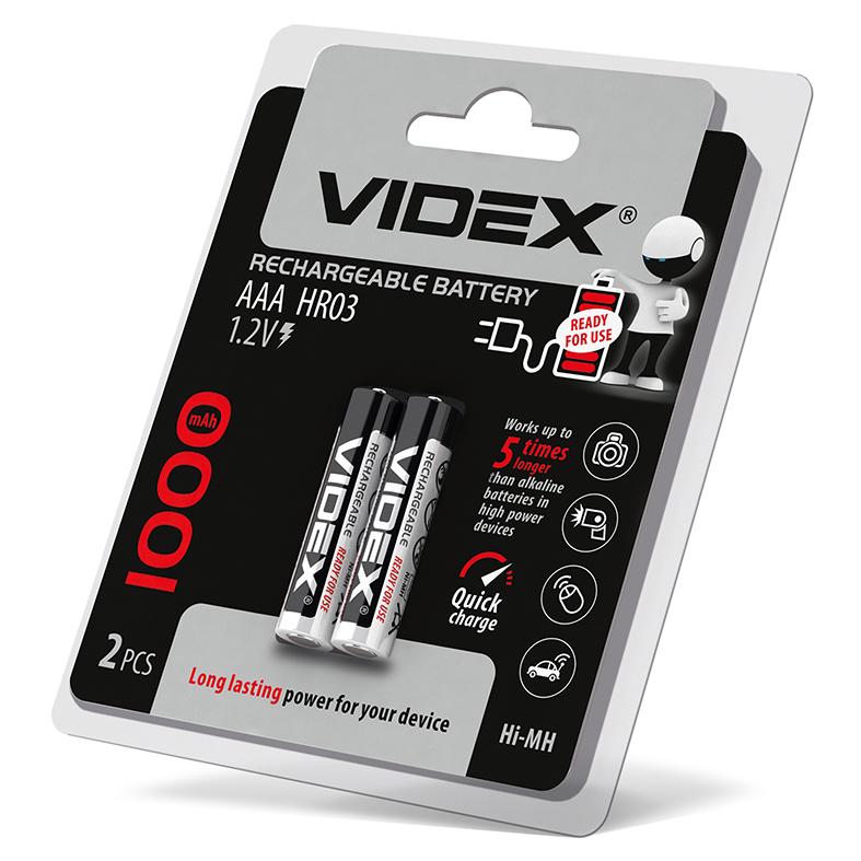 Акумулятори Videx 1,2 В HR3/AAA 1000mAh double blister/2 шт. (HR03/1000/2DB) - фото 2