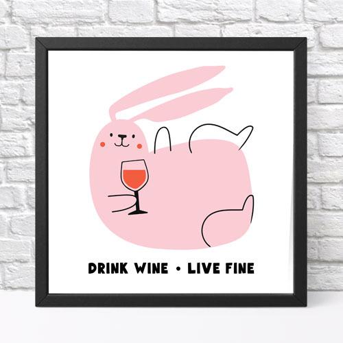 Постер в рамці Drink wine 30х30 см (KMT_23NY005_BL)
