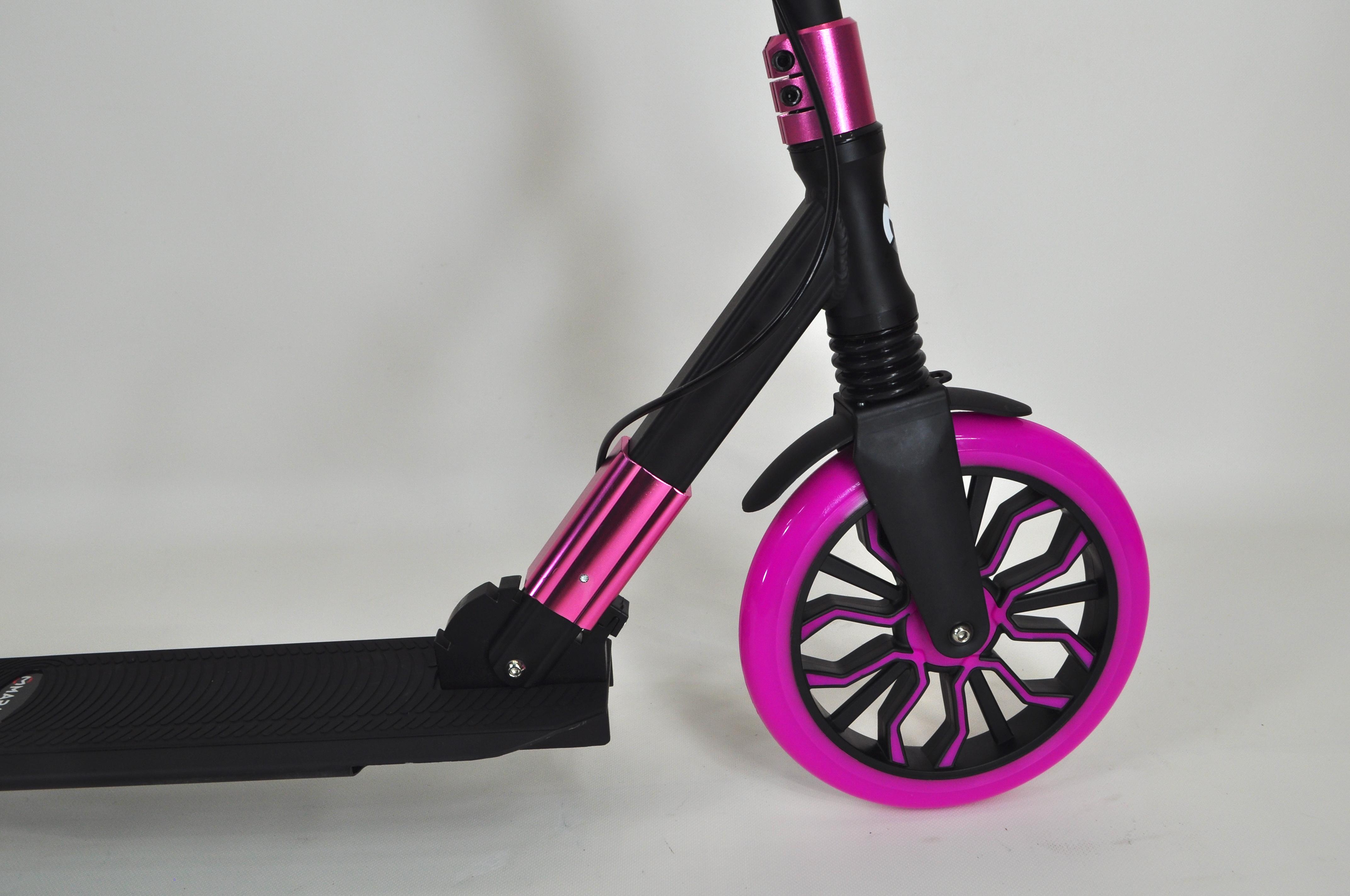 Самокат двухколесный Maraton Cardinal с дисковым тормозом и подногой Черный с розовым - фото 14