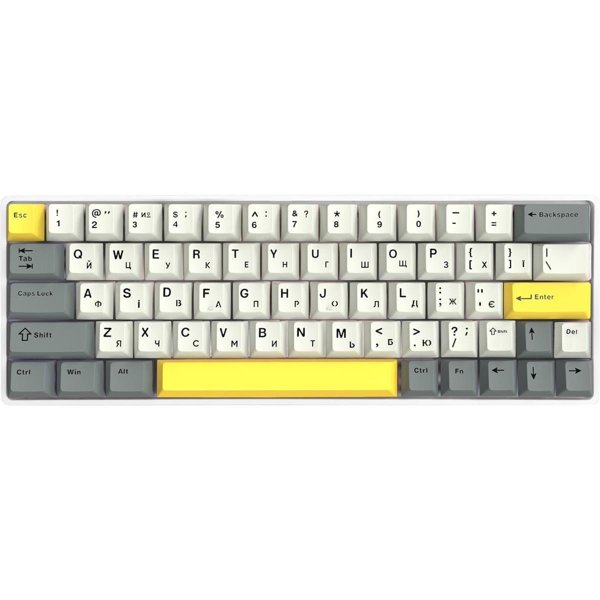 Клавіатура бездротова механічна EPOMAKER EP64 60% Mulan Switch 64 клавіші RGB White/Grey (EP64-W-M)