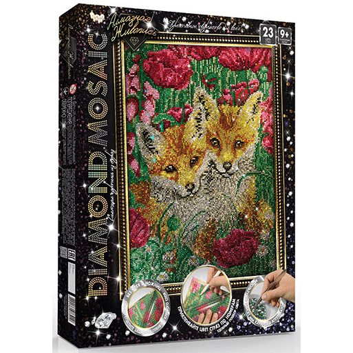 Алмазная мозаика Danko Toys Diamond mosaic Животные Лисята 30х40 см (DM-01-08)