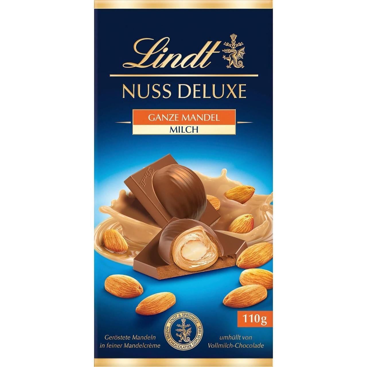 Шоколад Lindt Nuss Deluxe Ganze Mandel Milch 110 г (2960137842)