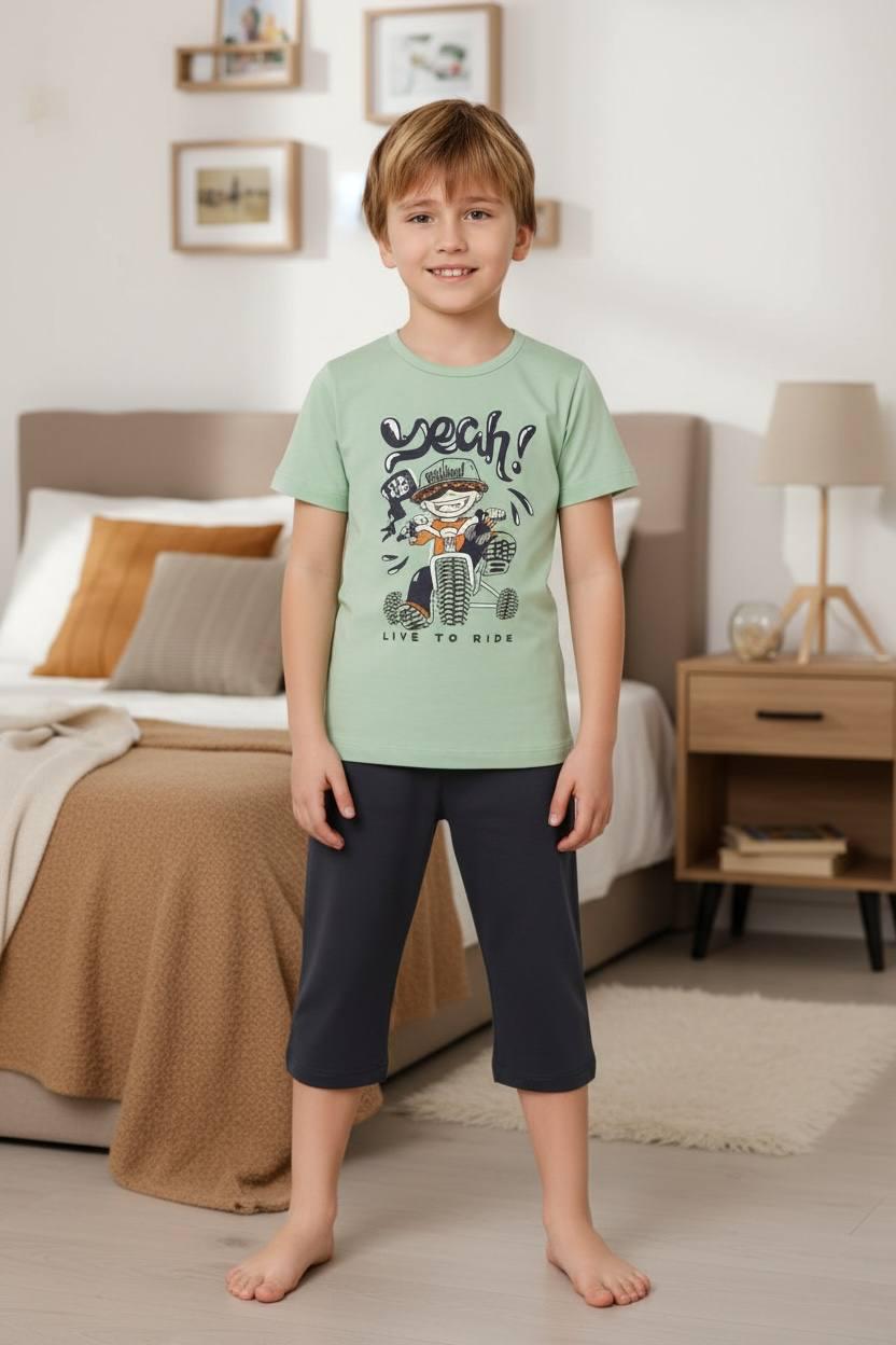 Домашний костюм-пижама для мальчика летний BAYKAR р. 10 140-146 см 10-11 лет Мятный (9671-499)