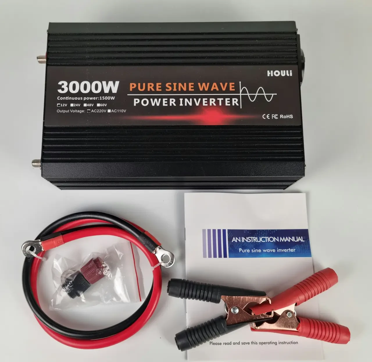 Преобразователь напряжения HOULI 12 V на 220 V 3000 W чистая синусоида (9593417) - фото 2