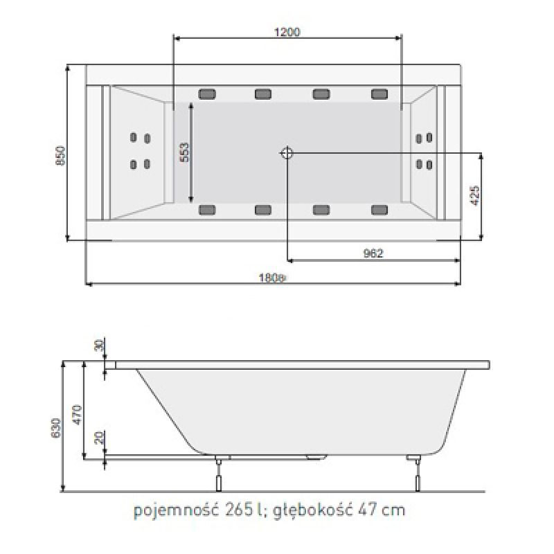 Ванна акриловая Pool Spa Windsore 180x85 Белый - фото 4