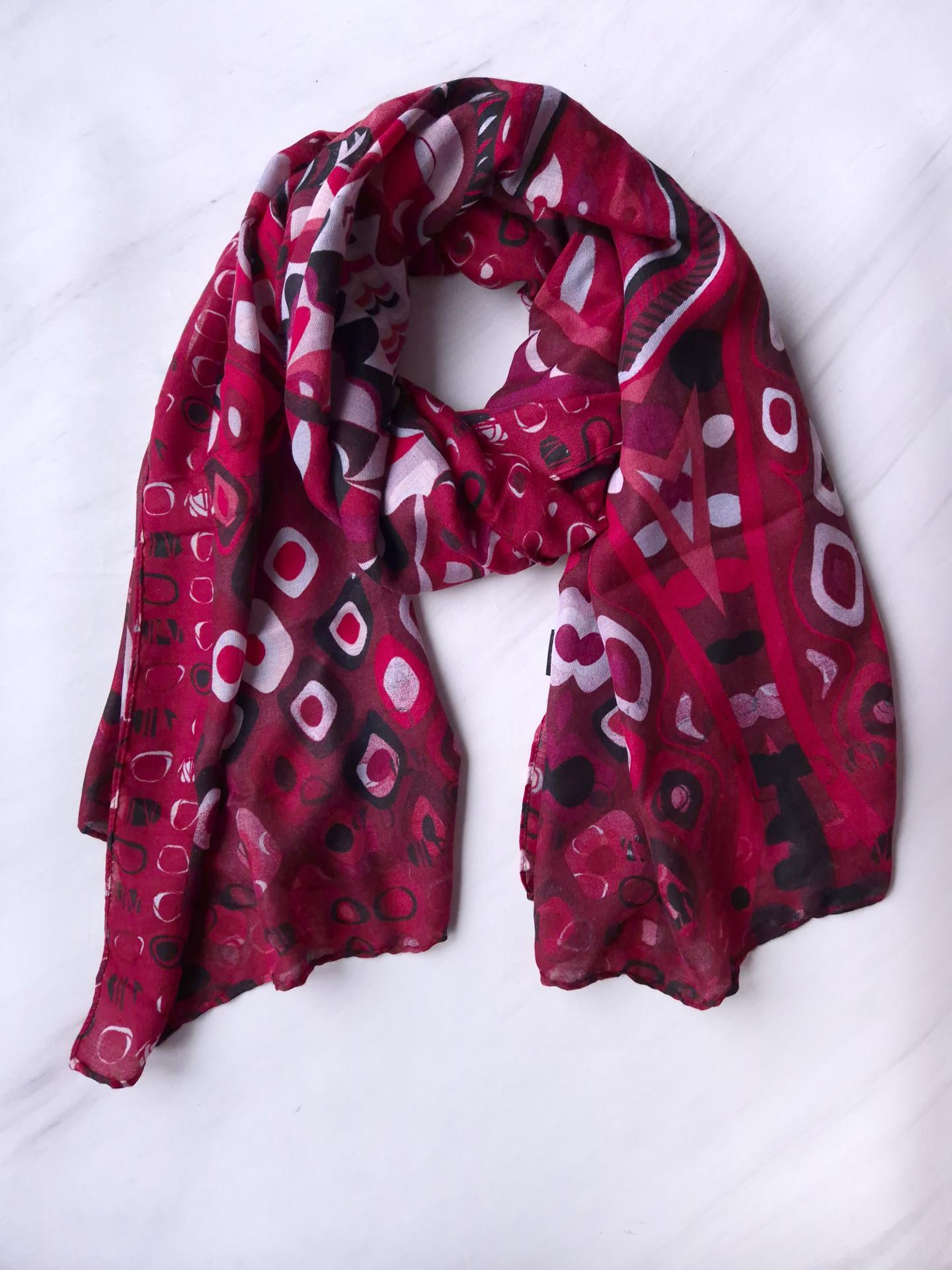 Шарф-палантин жіночий в геометричний принт весна-осінь Anoreani 178х87 см Бордовий (15082) - фото 4 Шарф-палантин жіночий в геометричний принт весна-осінь Anoreani 178х87 см Бордовий (15082) - фото 4