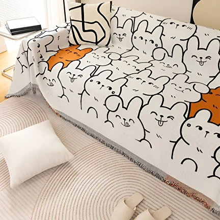 Плед покрывало на кровать/диван C00522-3 с изображением Кроликов 180х280 см - фото 4 Плед покрывало на кровать/диван C00522-3 с изображением Кроликов 180х280 см - фото 4