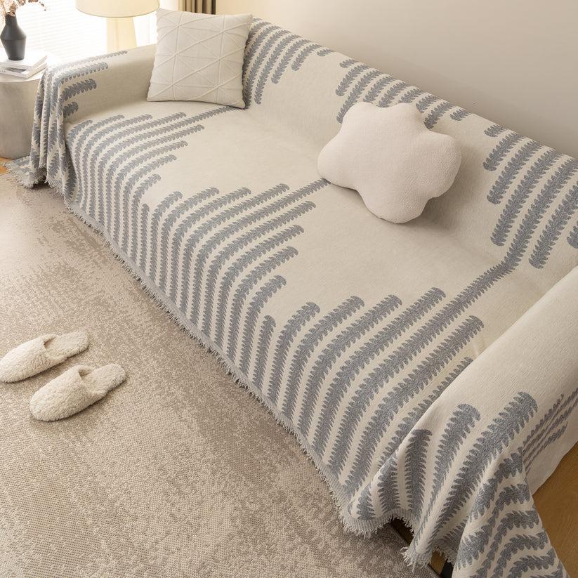 Плед покрывало на диван и кровать для мягкой мебели с узором 180х230 см Бело-серый - фото 8 Плед покрывало на диван и кровать для мягкой мебели с узором 180х230 см Бело-серый - фото 8