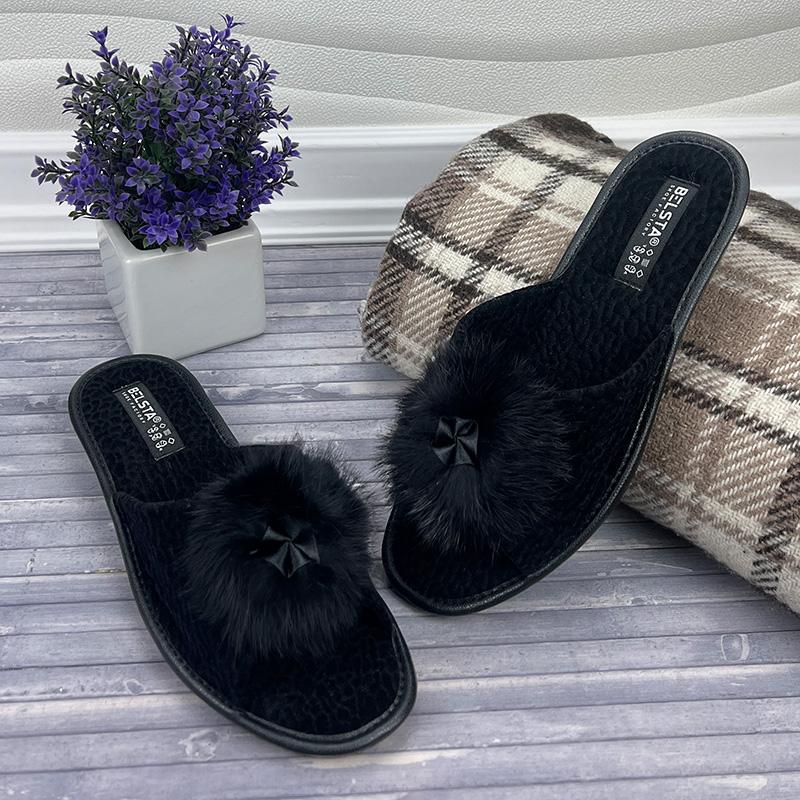 Домашні тапочки жіночі Е-00175 з пушком 24-24,5 см p. 38 Чорний (30748766)