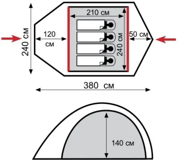 Намет 4-місний Tramp Mountain з тамбуром (1870392254) - фото 2
