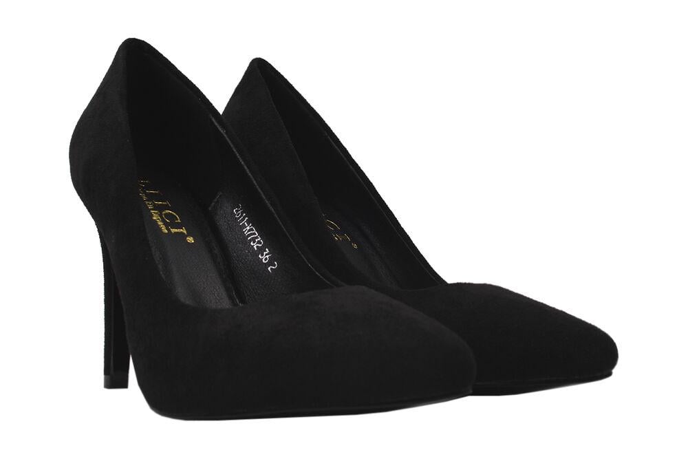 Туфли Liici на шпильке женские из эко-замши р. 39 Черный (77-20/22DT)