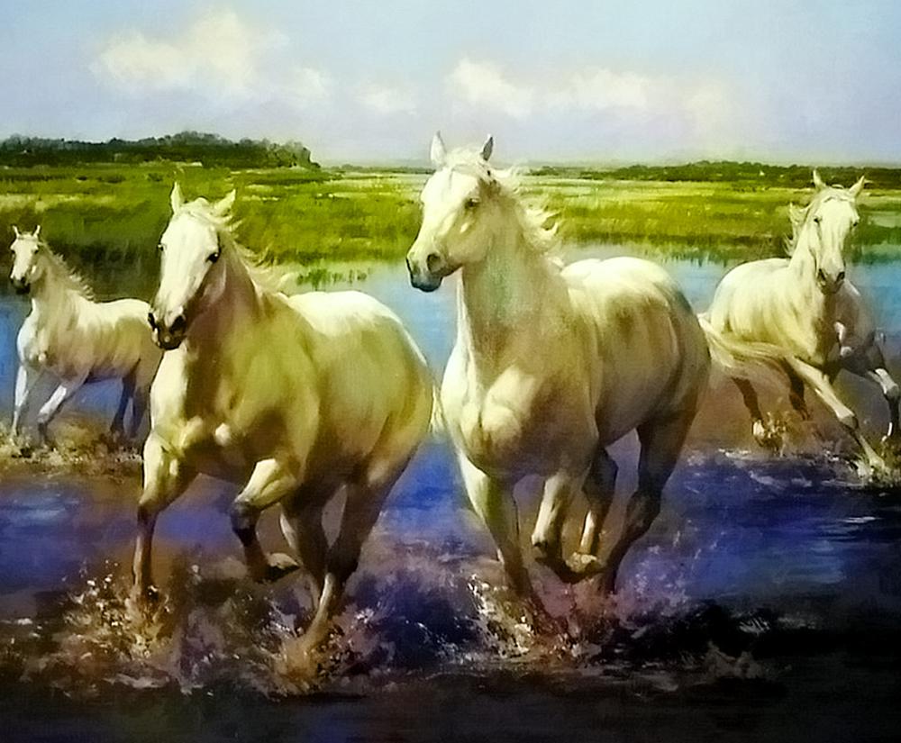 Алмазная мозаика Четверка лошадей на подрамнике 50x40 см (27401)