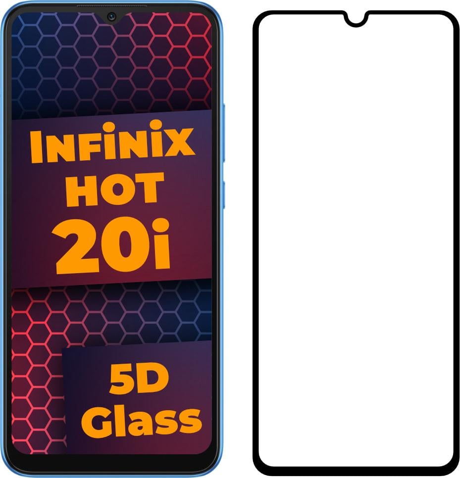 Стекло 5D Infinix Hot 20i защитное Full Glue Black (30305)