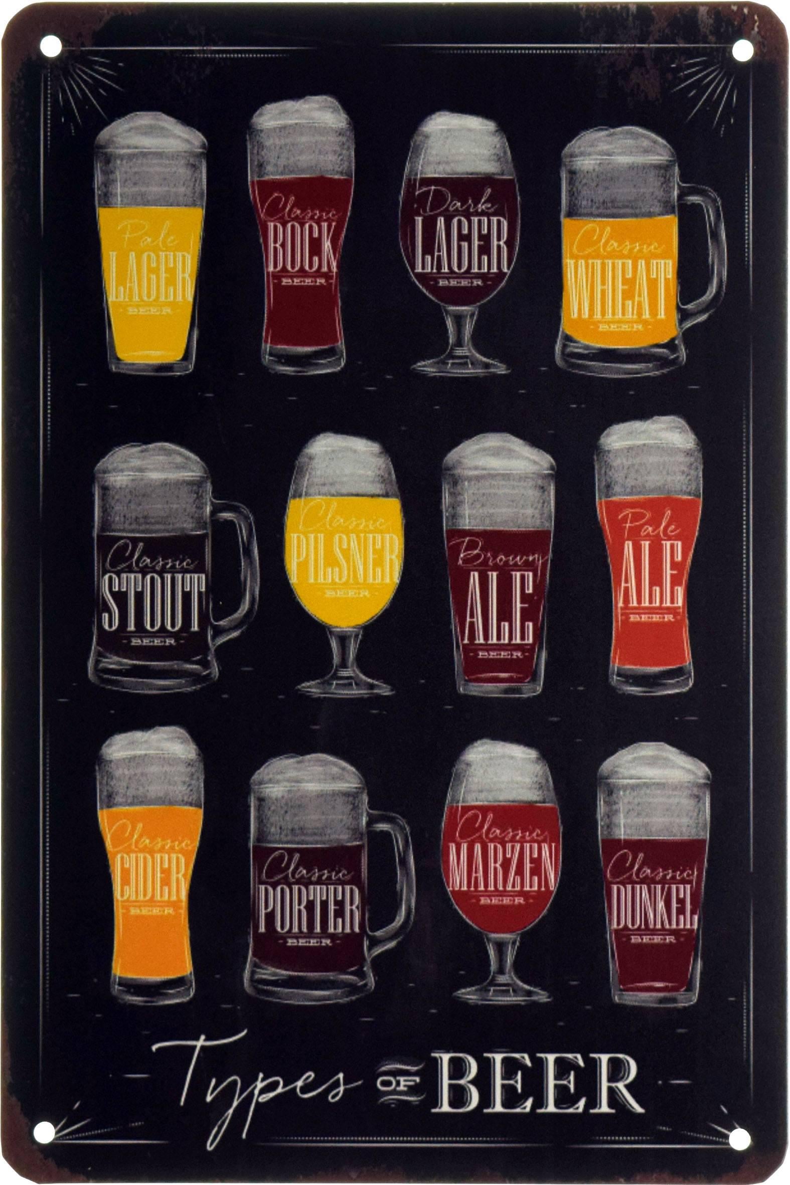 Табличка металева Типи Пива/Types Of Beer 20x30 см
