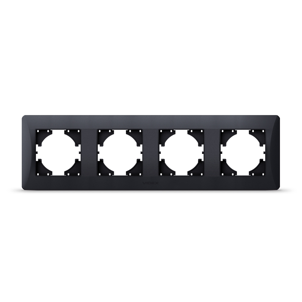 Рамка Videx Binera на 4 місця горизонтальна Чорний графіт Рамка Videx Binera на 4 місця горизонтальна Чорний графіт