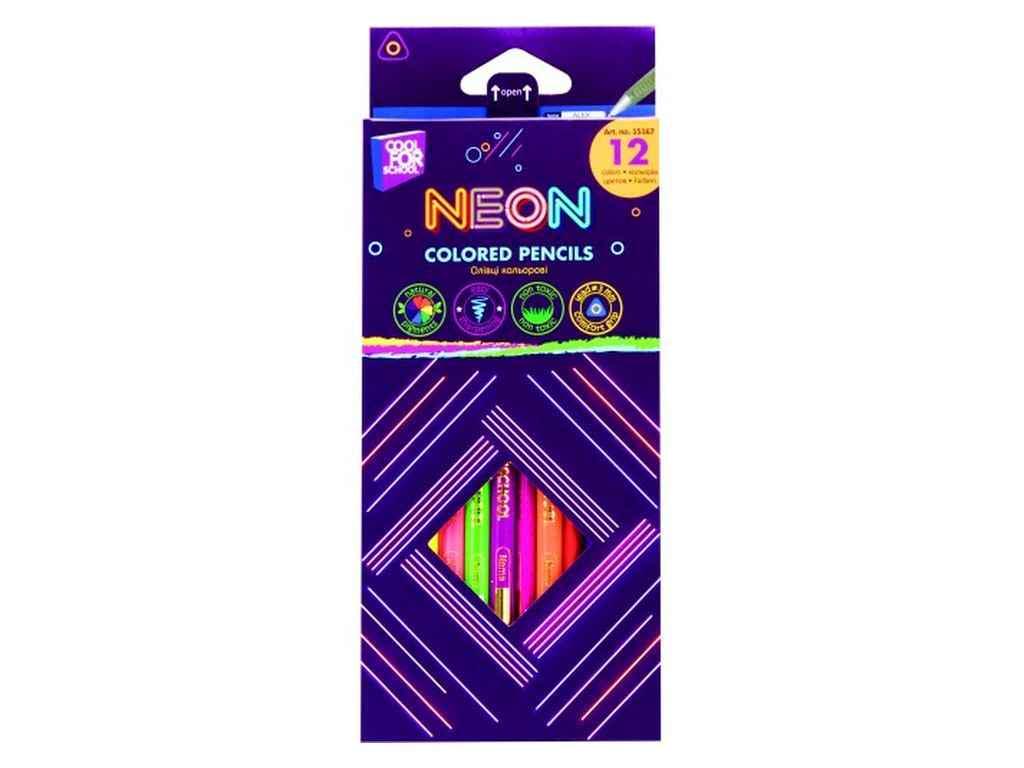 Карандаши цветные COOLFORSCHOOL 12 цветов Neon трехгранные CF15167 (1052298)