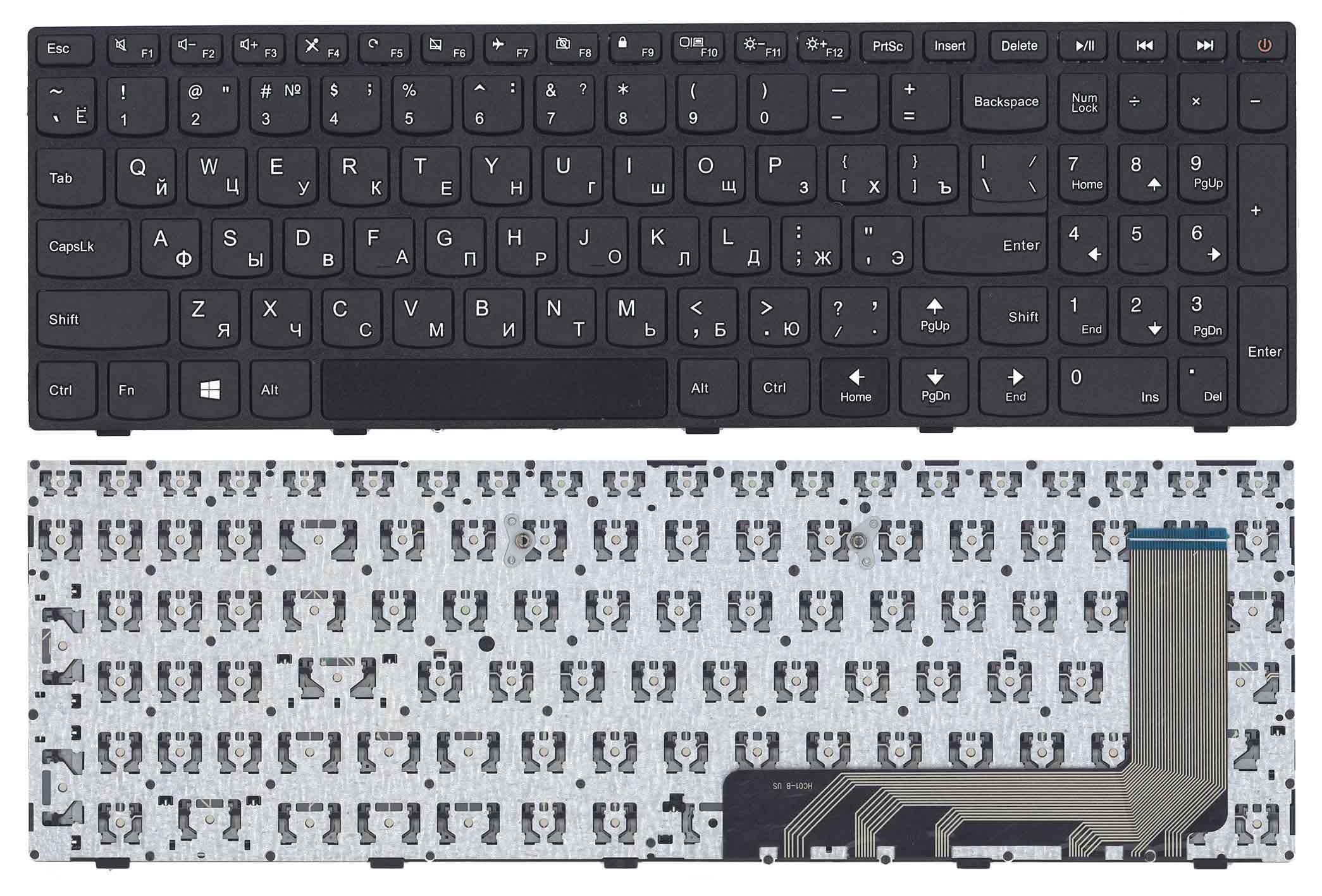Клавиатура для ноутбука Lenovo IdeaPad 110-15ISK/110-17ACL White Frame Black