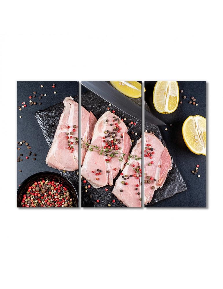 Картина модульная Свиное филе, декор для ресторана 3 модуля 120x180 см