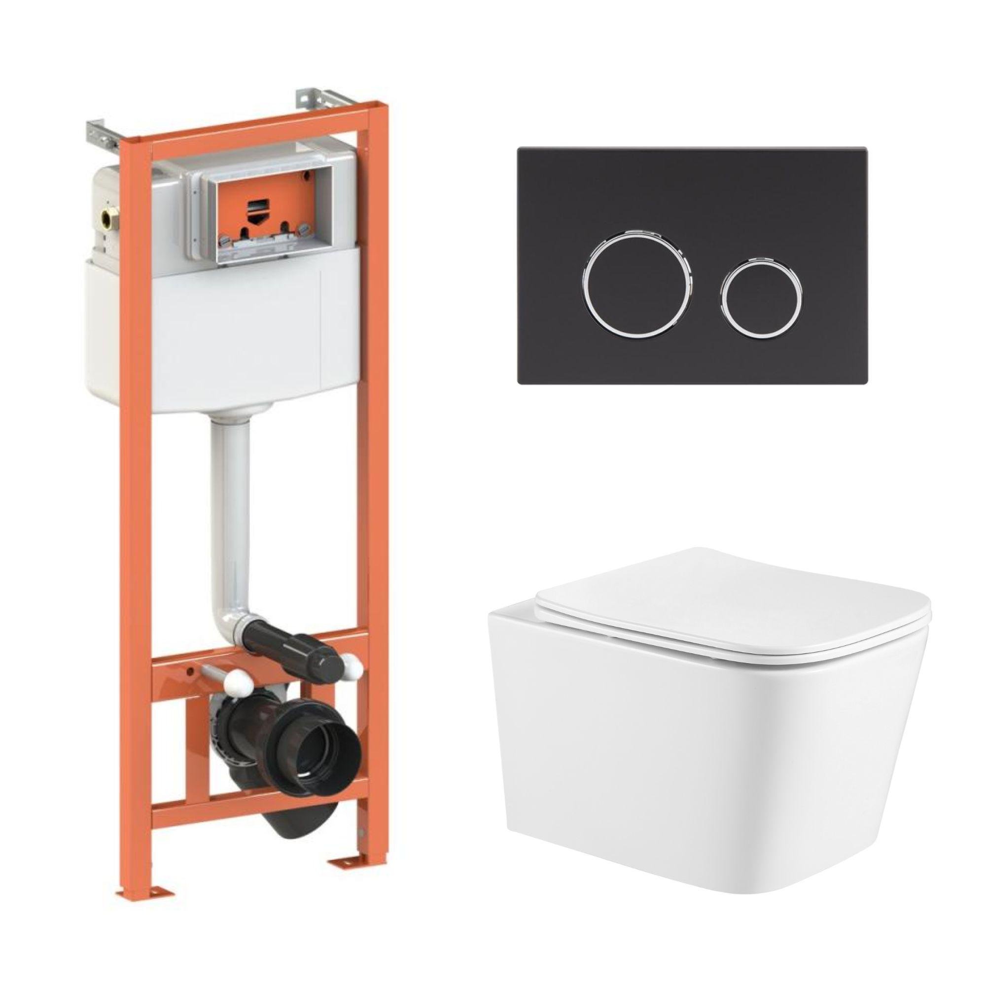 Комплект інсталяції Q-tap Nest/Crow QT05335171W45128 з унітазом кнопка Чорний (210400)