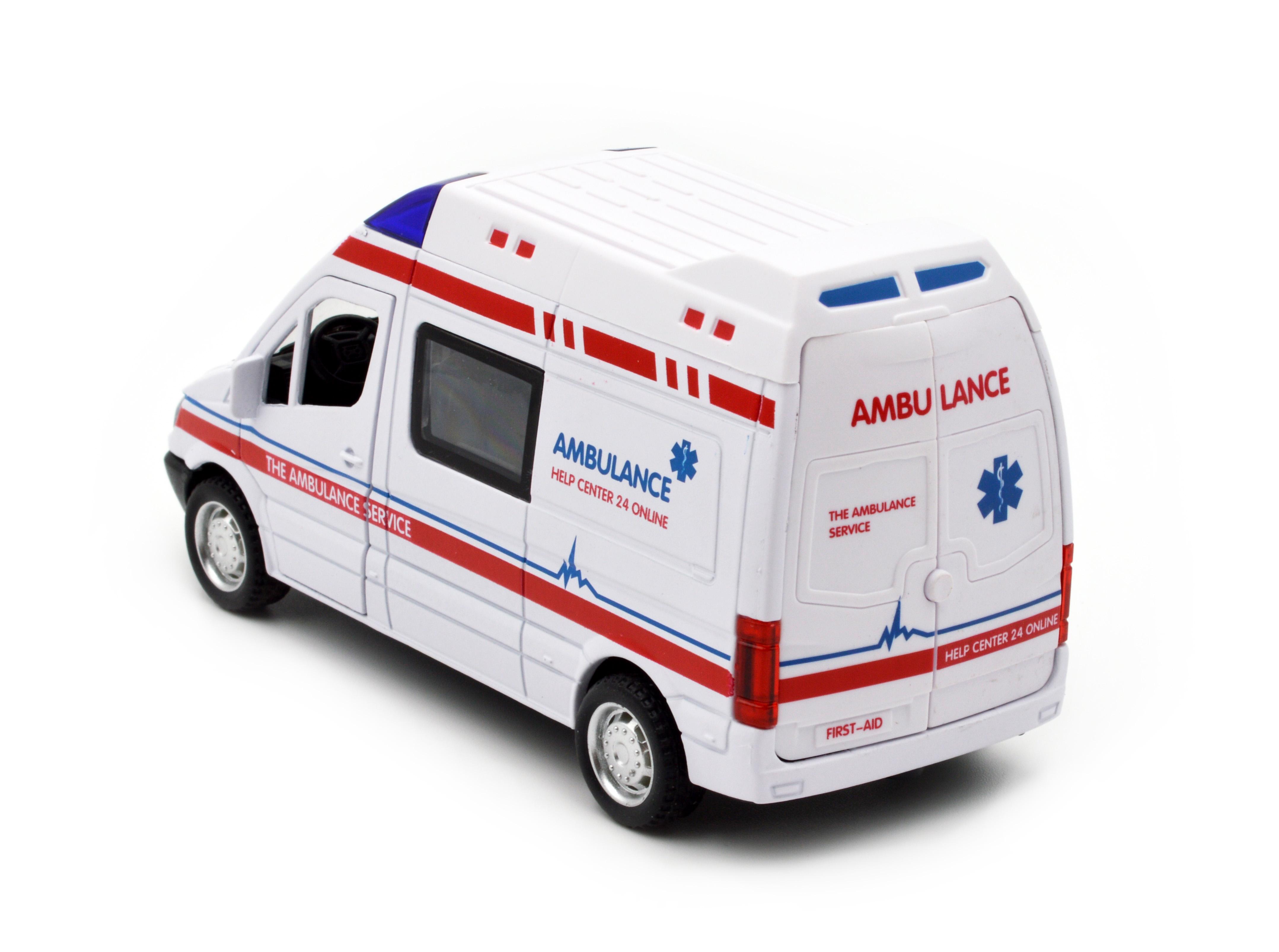 Модель металева швидка допомога CLM 61K інерція звук світло - фото 3