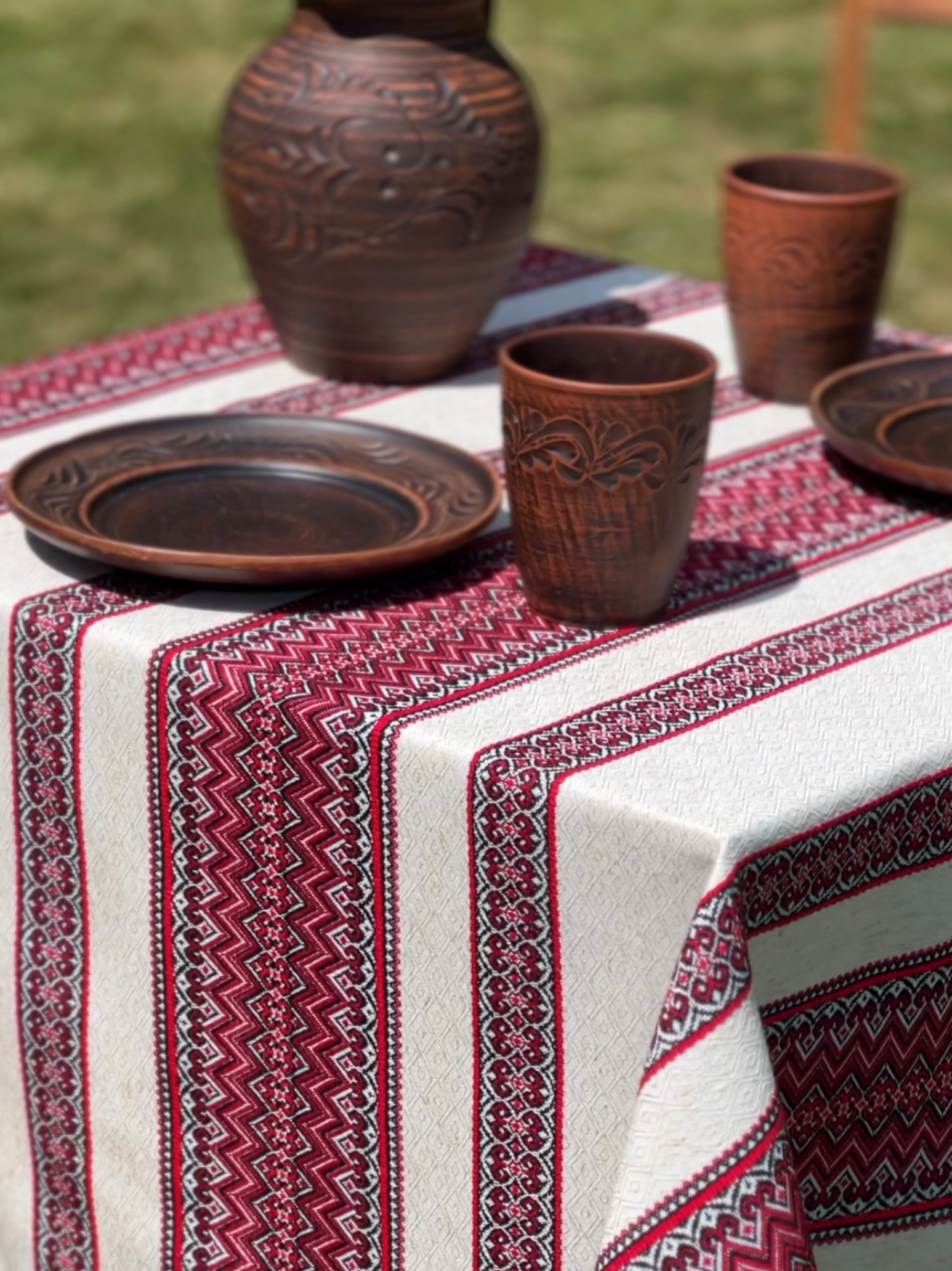 Скатерть льняная пасхальная Стожары с украинским орнаментом 180x150 см Красный (1901-3) - фото 8 Скатерть льняная пасхальная Стожары с украинским орнаментом 180x150 см Красный (1901-3) - фото 8
