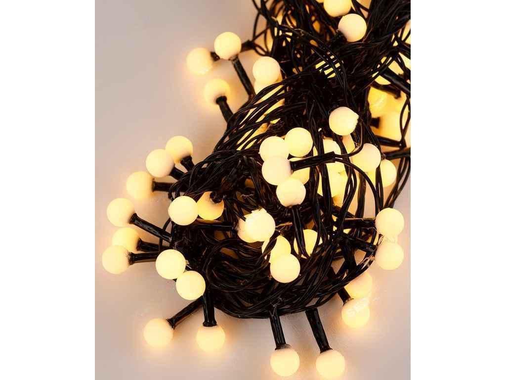 Гірлянда Кульки 10 мм 100LED 6 м Теплий білий/Чорний провід (1312-07)