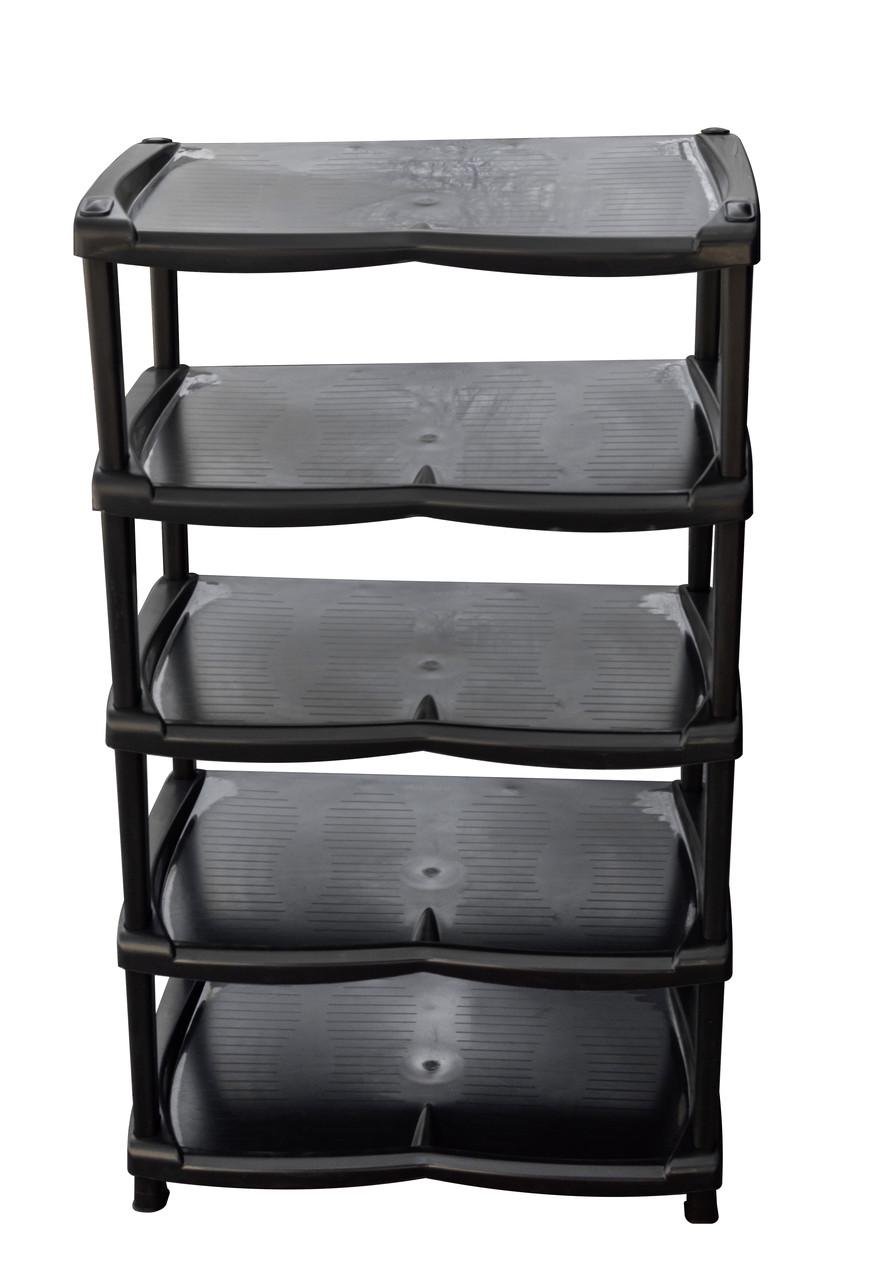 Полка для обуви пластиковая на 5 ярусов Нормал NEW 17502 60x45x30 см Черный (5159-ЧР) - фото 2