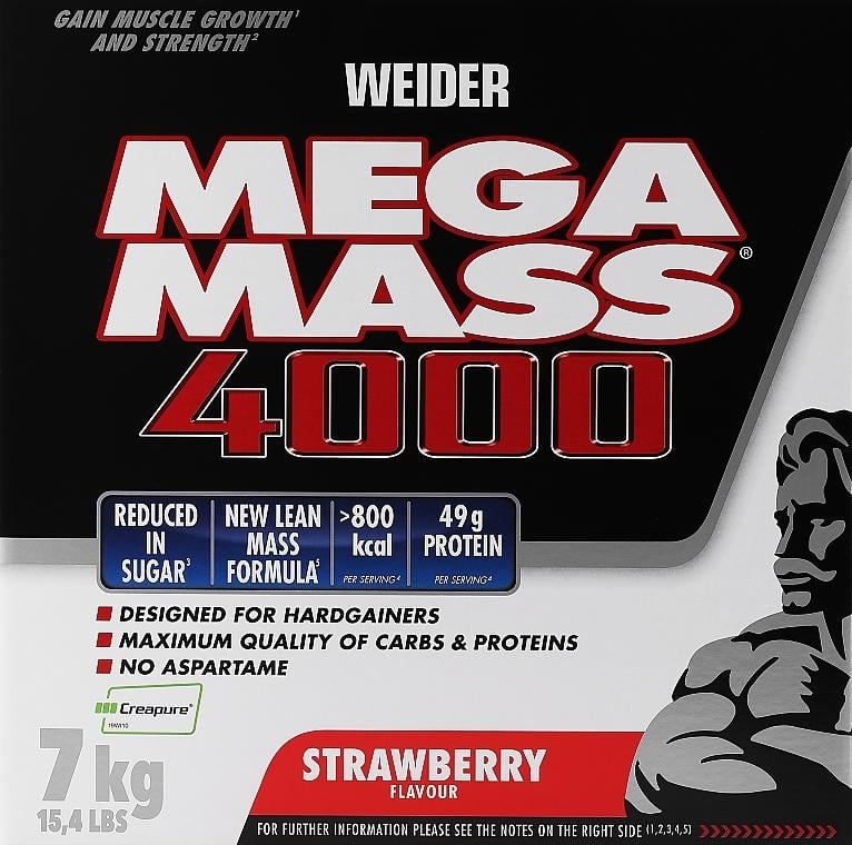 Гейнер Weider Meгa Mass 4000 7 кг клубника