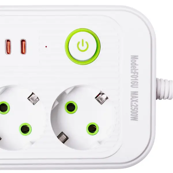 Фильтр-удлинитель сетевой POWER 3 розетки 6 USB и кнопка выключения 3 м Белый (147-107-HP-5-19) - фото 4