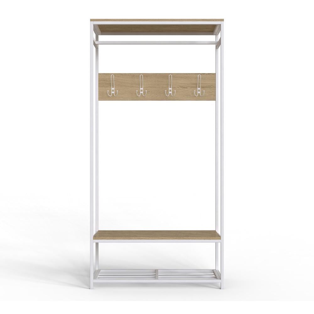 Вешалка модульная напольная Ferrum-decor Трелис 15 ДСП 16 мм 180x90x38 см Белый/Дуб Сонома (FRD-104370)