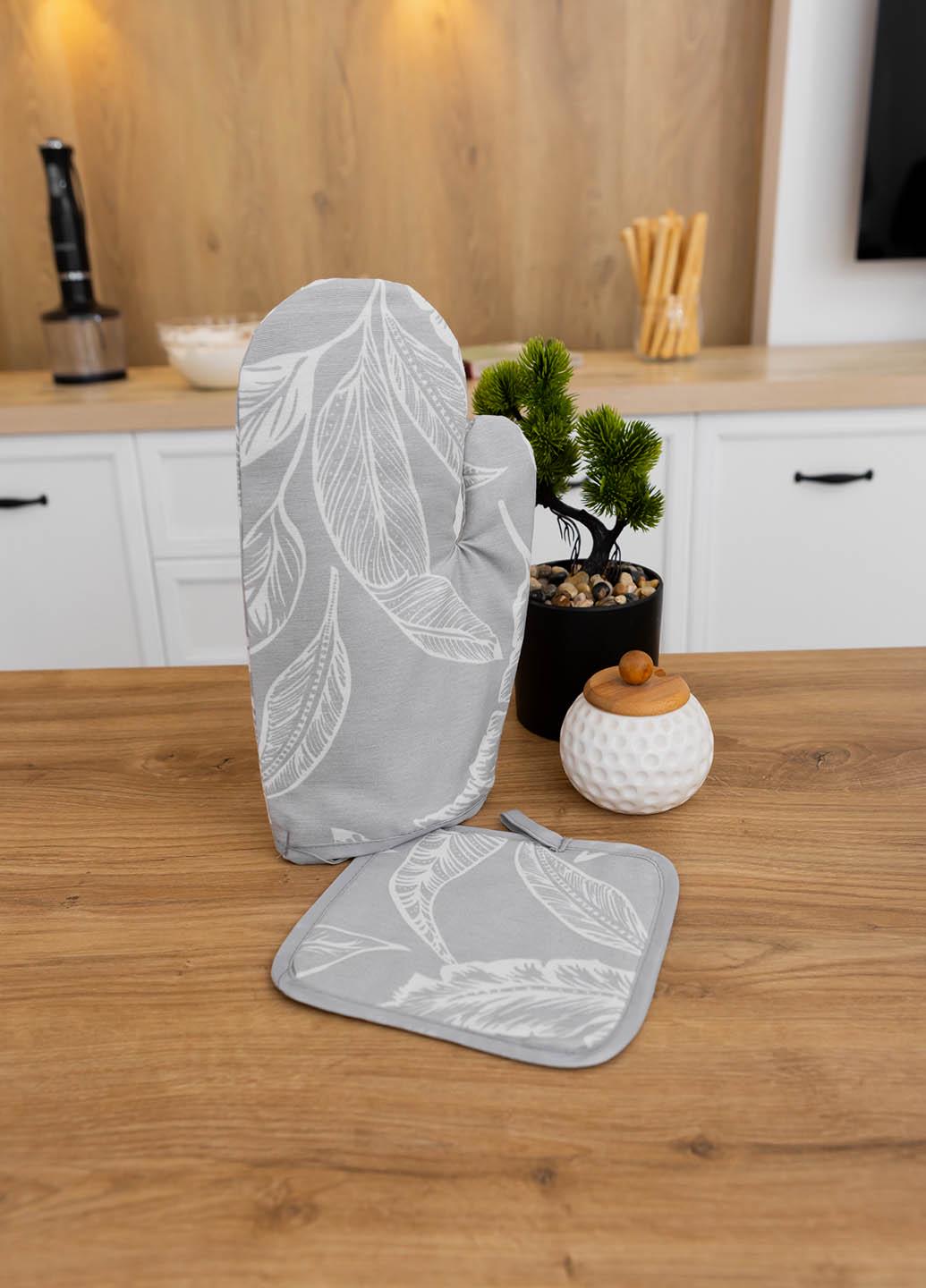 Набір рукавичка і прихватка водовідштовхувальні Тропічне листя (тлсрпв) - фото 2