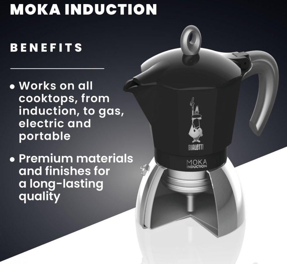 Гейзерная кофеварка Bialetti Moka Induction на 6 чашек 150 мл для индукционной плиты Черный (0006936) - фото 5