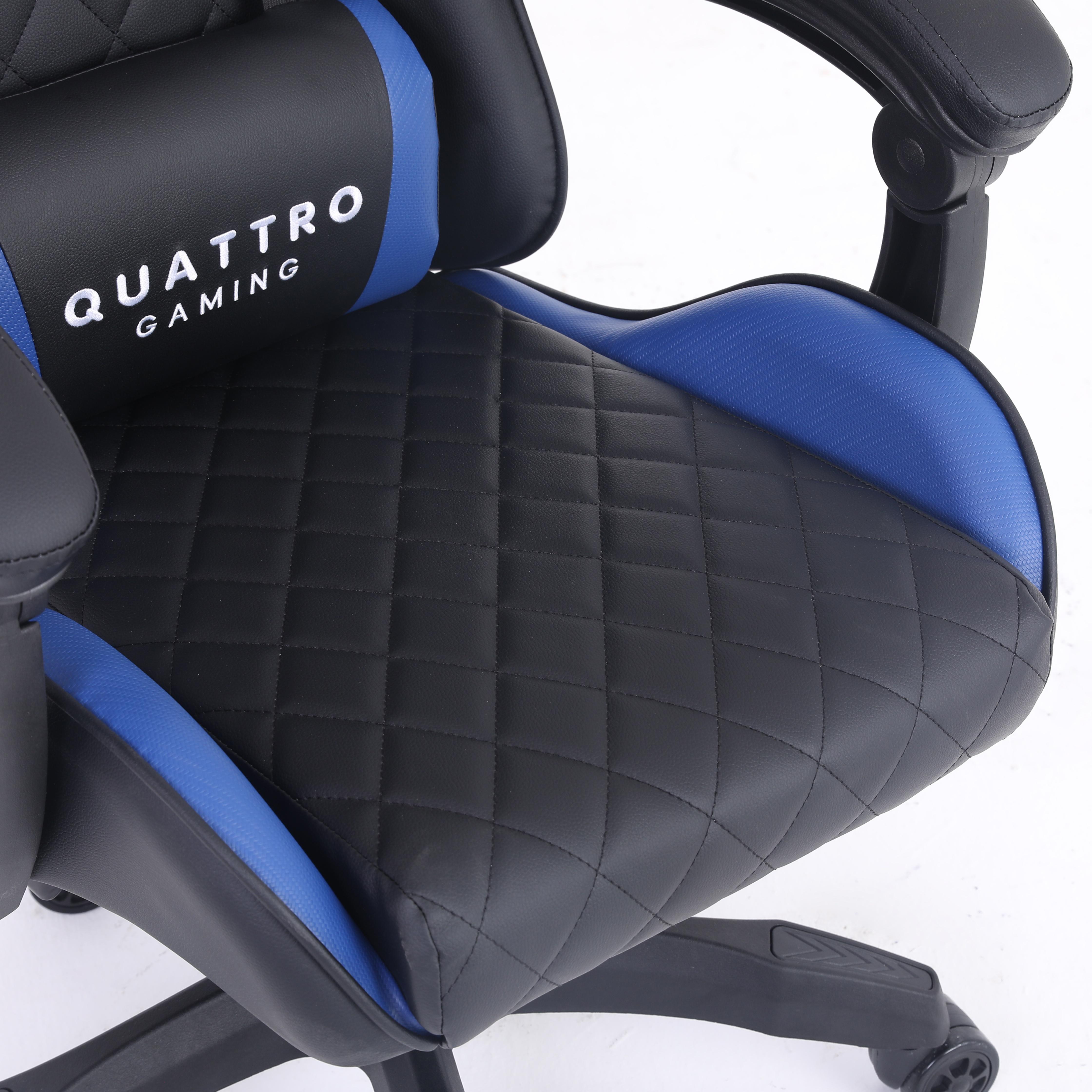 Компьютерное кресло с карбоновыми вставками Carbon Quattro Gaming Черно-синий (13147371) - фото 7