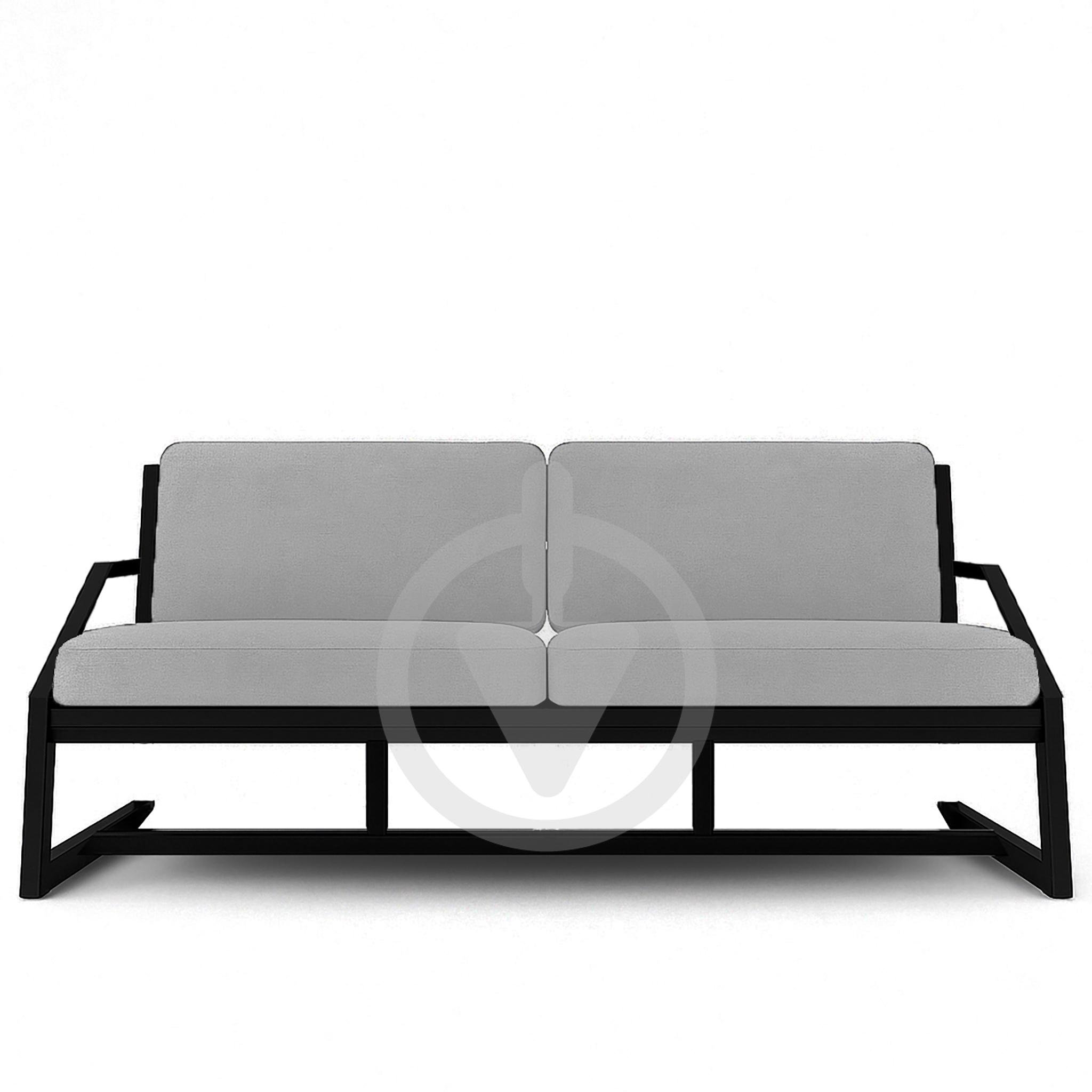 Диван металлический AVVS Атлас с подлокотниками лофт велюр 126 см Светло-серый - фото 1