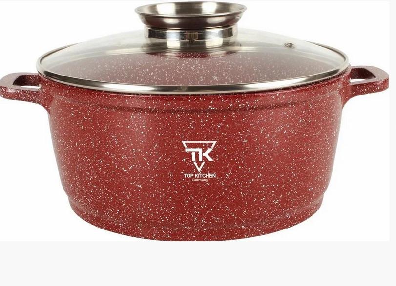 Кастрюля Top Kitchen TK00053 с мраморным антипригарным покрытием 28 см Красный (TK00053)