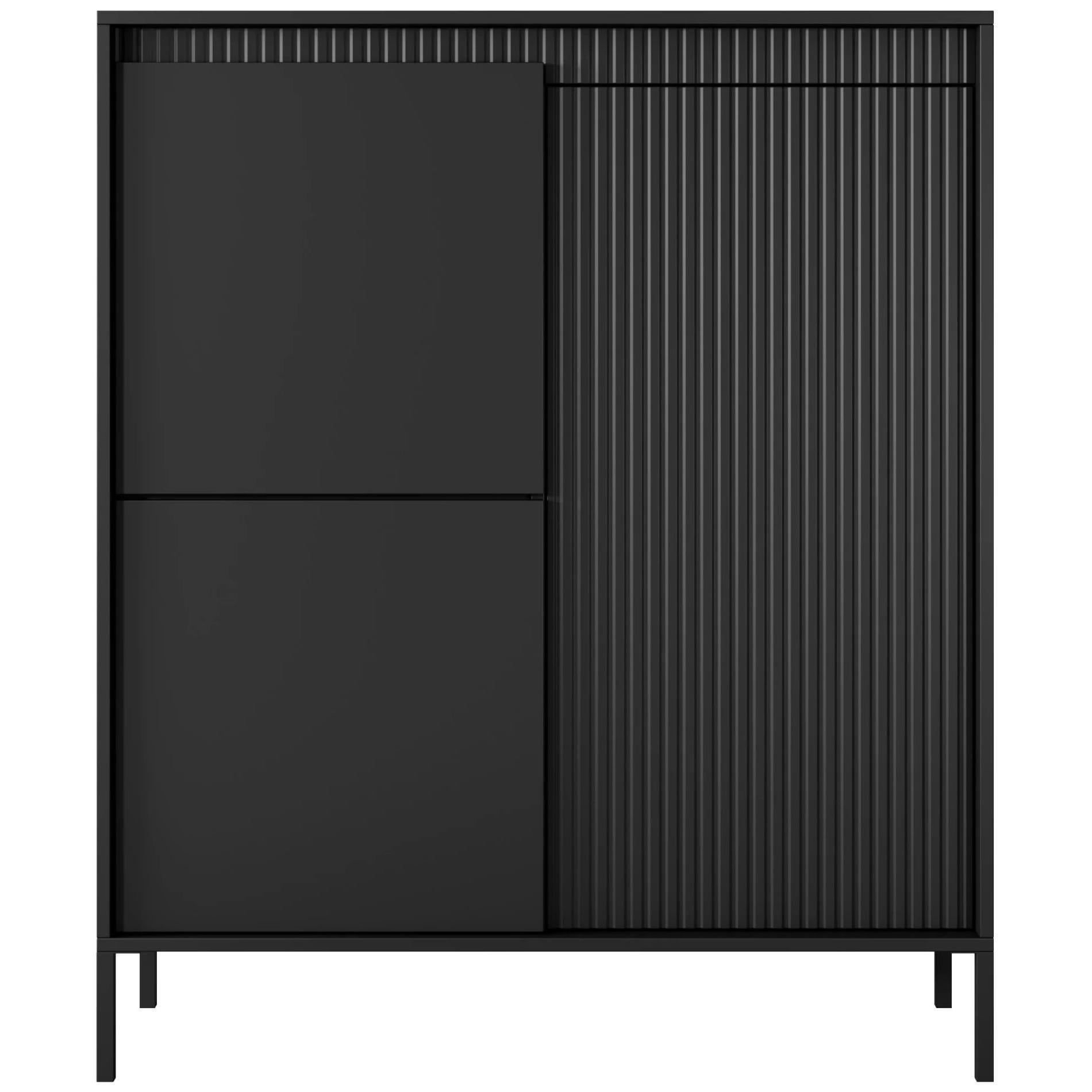 Буфет високий Maraline Oscar ribbed дводверний Black (13712)