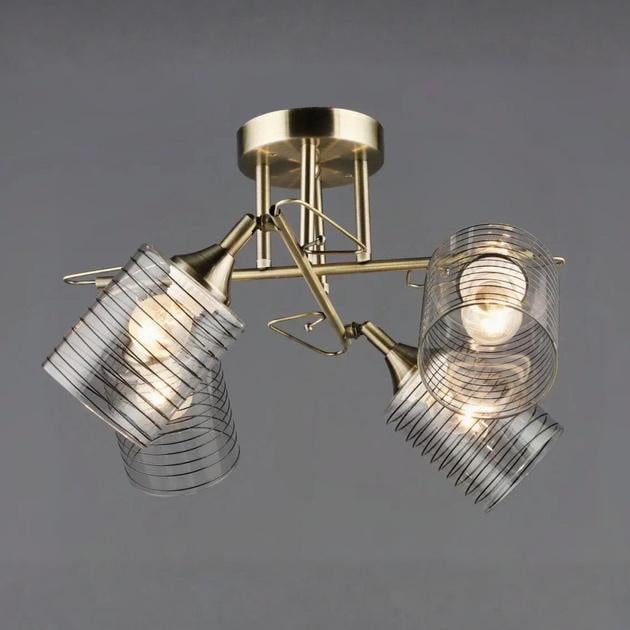 Люстра потолочная Sirius B N6683/4 AB на четыре плафона в полоску под лампу Е27 IP20 Бронзовый (00000139815)