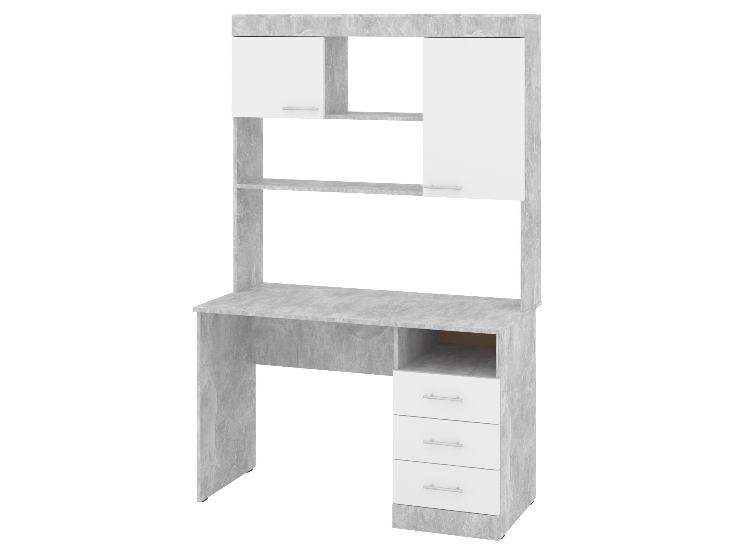 Письменный стол PEHOTIN Альтаир 120х60х75/186,5 см Бетон/Белый (PN-101241)