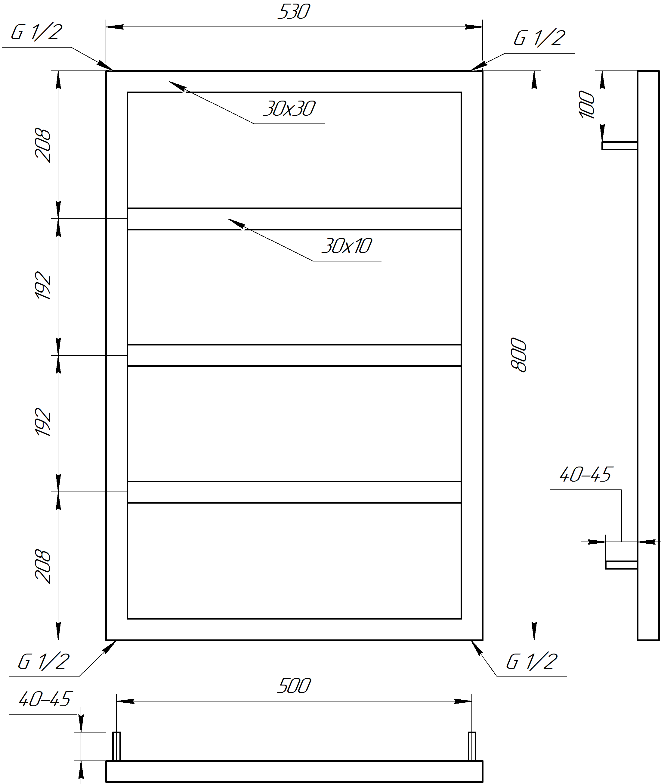 Полотенцесушитель водяной Genesis Aqua Mogiana 120x53 см Черный (2331) - фото 2