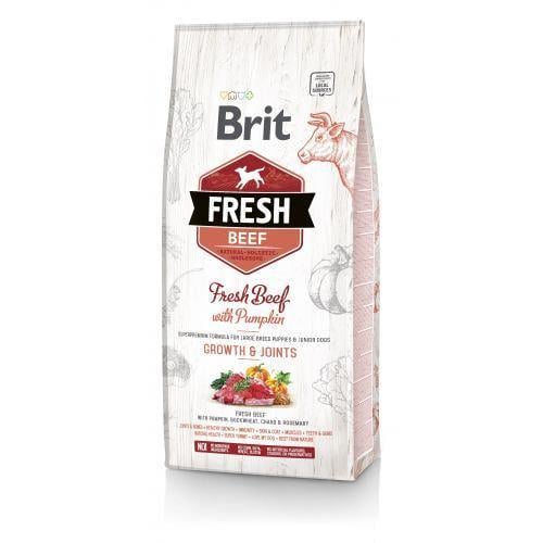 Корм сухой Brit Fresh для щенков и молодых собак больших пород с говядиной и тыквой 12 кг