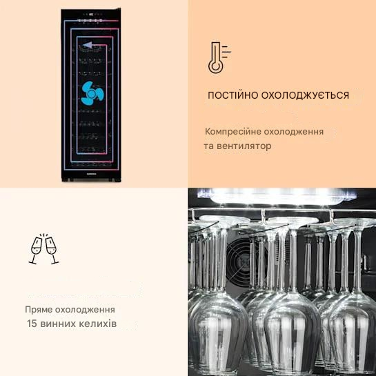 Винний холодильник KLARSTEIN Bellevin 62 173 л 56 пляшок (10032923) - фото 2 Винний холодильник KLARSTEIN Bellevin 62 173 л 56 пляшок (10032923) - фото 2