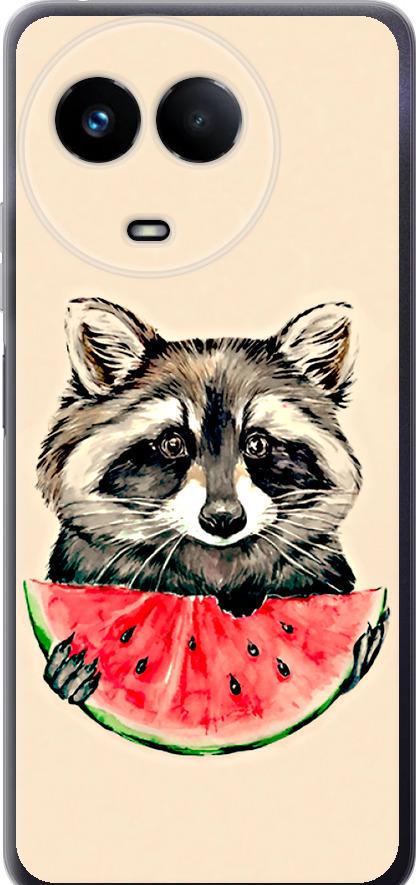 Чехол на Realme Realme 11 5G Енотик с арбузом (4605u-3175-42517)
