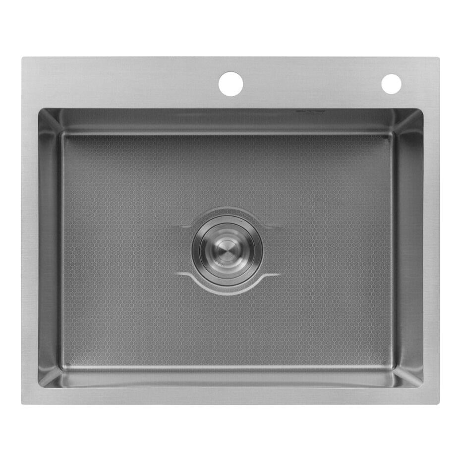 Мойка для кухни Kroner KRP Derby 6050HM Brushed нержавеющая сталь врезная прямоугольная 2,5/0,5 600x500 мм (SVR-CV027237)