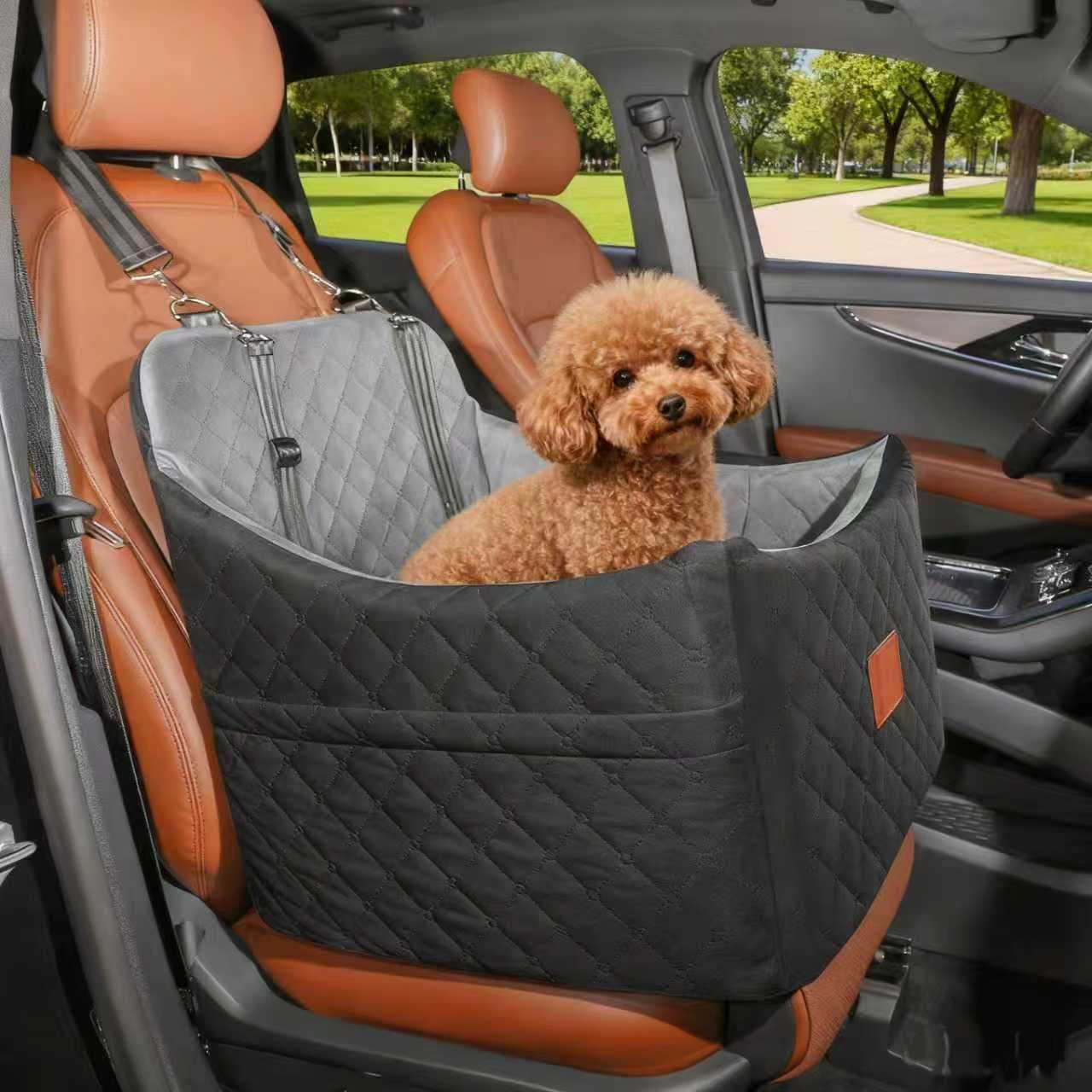 Автокресло-лежанка NEWPET Premium 2в1 для собак малых и средних пород в автомобиль с карабином и ортопедическим основанием 47х47х45 см