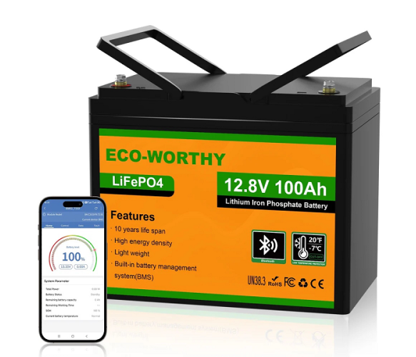 Аккумуляторная батарея Eco-Worthy LiFePO4 12,8V 100Ah Bluetooth